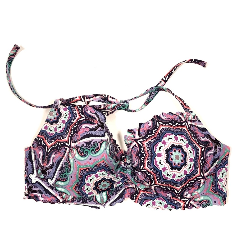 Victoria Secret Swim Scallop Trim Getaway Halter Bikini Top